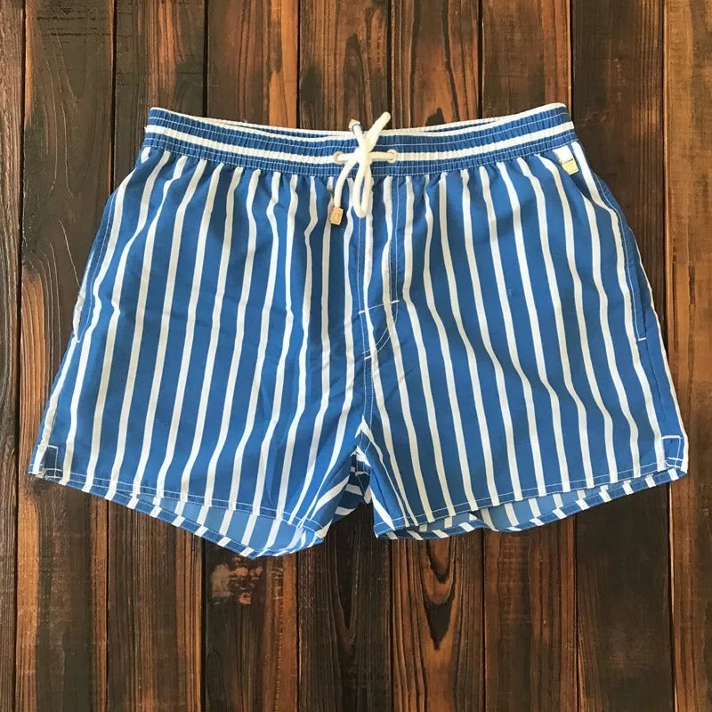 Herren Shorts Sommer | Gestreift bequem | Elastischer Bund | Lässig vielseitig-Blau-S-Luzern Mode