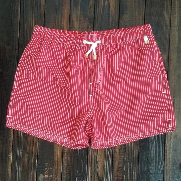 Herren Shorts Sommer | Gestreift bequem | Elastischer Bund | Lässig vielseitig-Rot-S-Luzern Mode