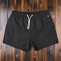 Herren Shorts Sommer | Gestreift bequem | Elastischer Bund | Lässig vielseitig-Schwarz-S-Luzern Mode