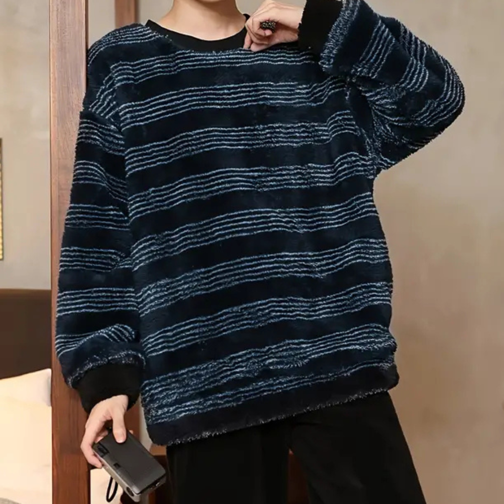 Herren Strickpullover mit Streifenmuster für Herbst/Winter-S-Luzern Mode