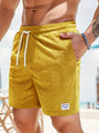 Gestreifte Herren Kurze Hose | Luftig | Kordelzug | Lässig-Gelb-S-Luzern Mode