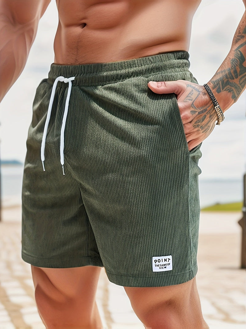Gestreifte Herren Kurze Hose | Luftig | Kordelzug | Lässig-Grün-S-Luzern Mode