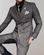Eleganter Herren Anzug mit Nadelstreifen für Business-Look-Grau-S-Luzern Mode