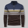 Herren Norwegerpullover mit Reißverschluss und Muster-Blau-S-Luzern Mode
