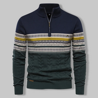 Herren Norwegerpullover mit Reißverschluss und Muster-Dunkelbraun-S-Luzern Mode