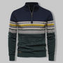Herren Norwegerpullover mit Reißverschluss und Muster-Dunkelbraun-S-Luzern Mode