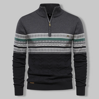 Herren Norwegerpullover mit Reißverschluss und Muster-Dunkelgrau-S-Luzern Mode