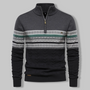 Herren Norwegerpullover mit Reißverschluss und Muster-Dunkelgrau-S-Luzern Mode