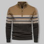 Herren Norwegerpullover mit Reißverschluss und Muster-Khaki-S-Luzern Mode