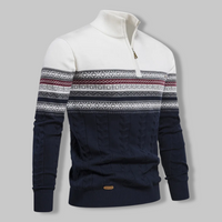Herren Norwegerpullover mit Reißverschluss und Muster-Luzern Mode