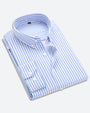 Herrenhemd aus Baumwolle mit Streifenmuster - Business Look-Hellblau-M-Luzern Mode