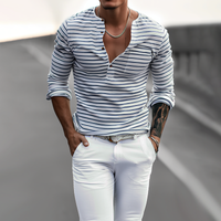 Gestreiftes Henley-Shirt mit langen Ärmeln – Ewan