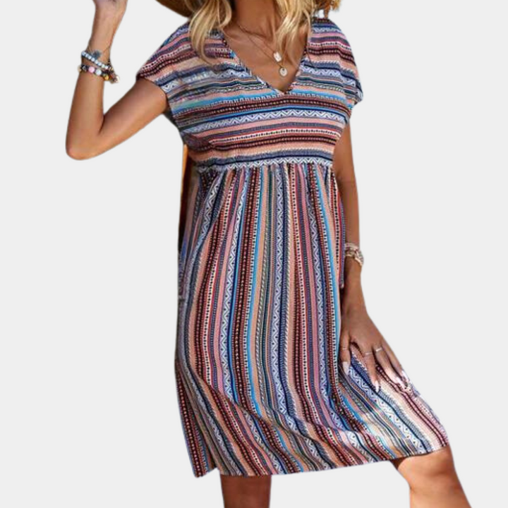 Gestreiftes Sommerkleid aus weichem Stoff – Linae