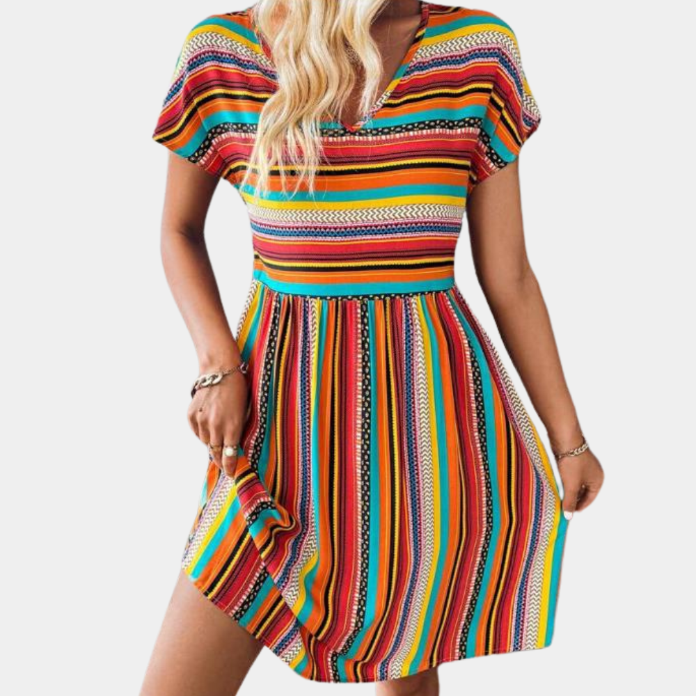 Gestreiftes Sommerkleid aus weichem Stoff – Linae