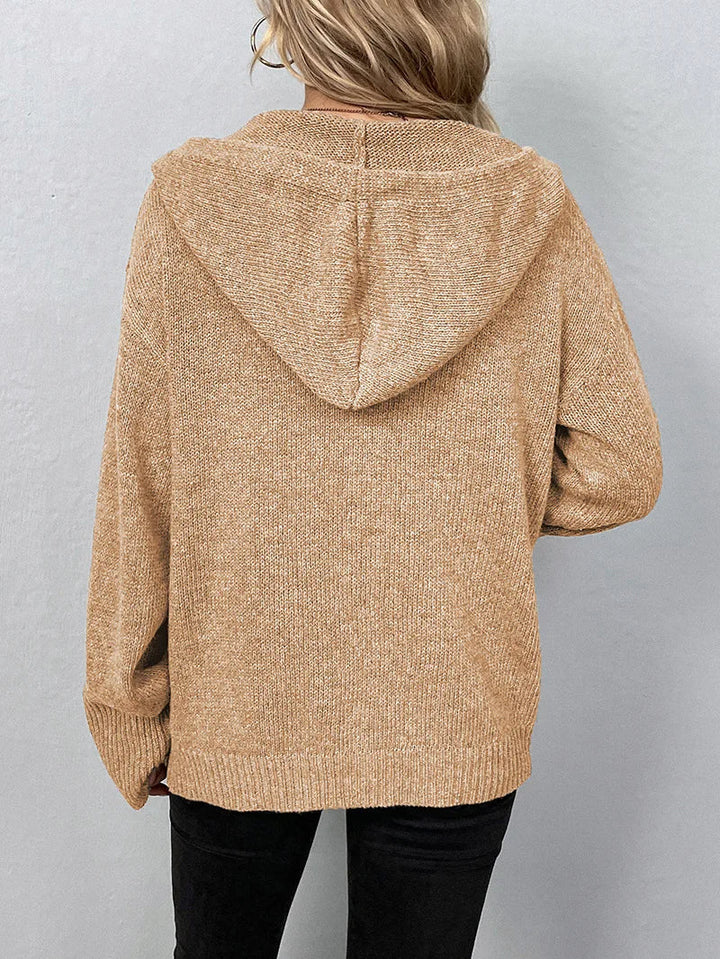 Damen Strickjacke mit Knöpfen - Bequemer Cardigan Look-Luzern Mode
