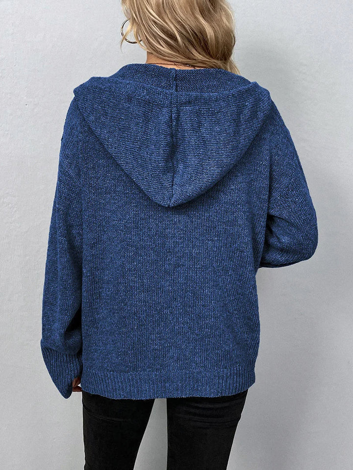 Damen Strickjacke mit Knöpfen - Bequemer Cardigan Look-Luzern Mode