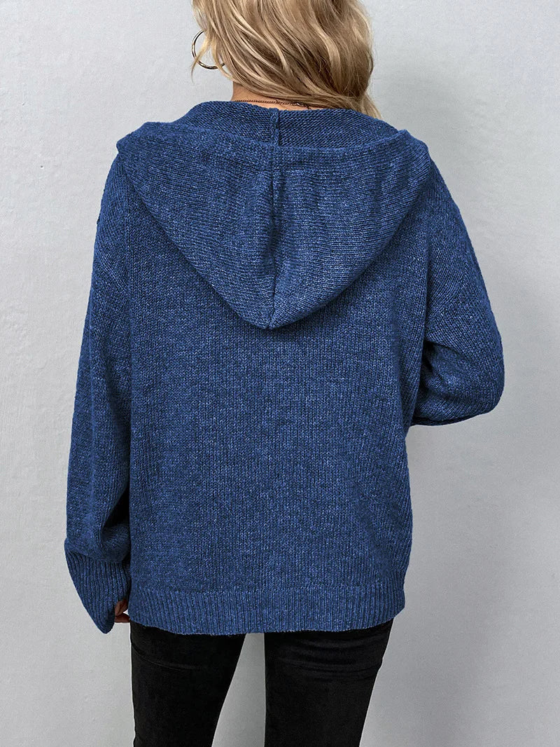 Damen Strickjacke mit Knöpfen - Bequemer Cardigan Look-Luzern Mode