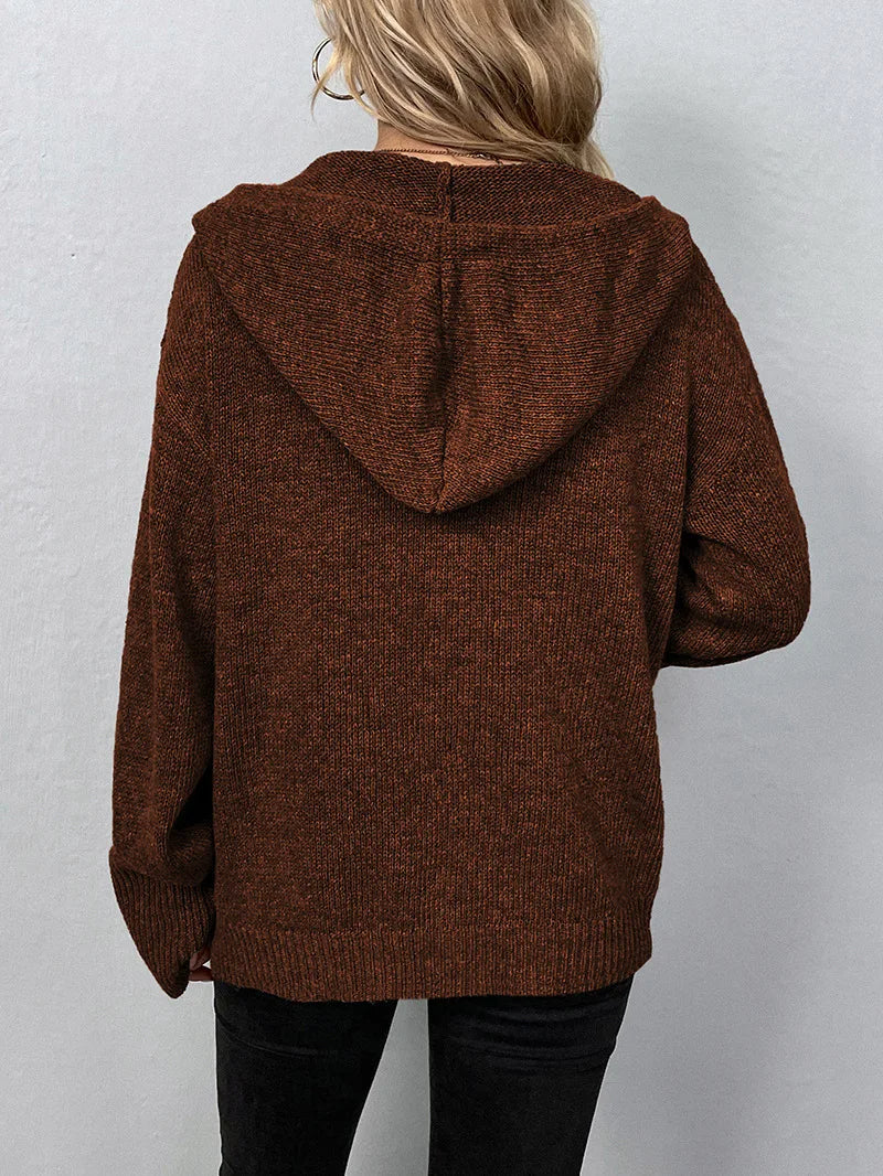 Damen Strickjacke mit Knöpfen - Bequemer Cardigan Look-Luzern Mode