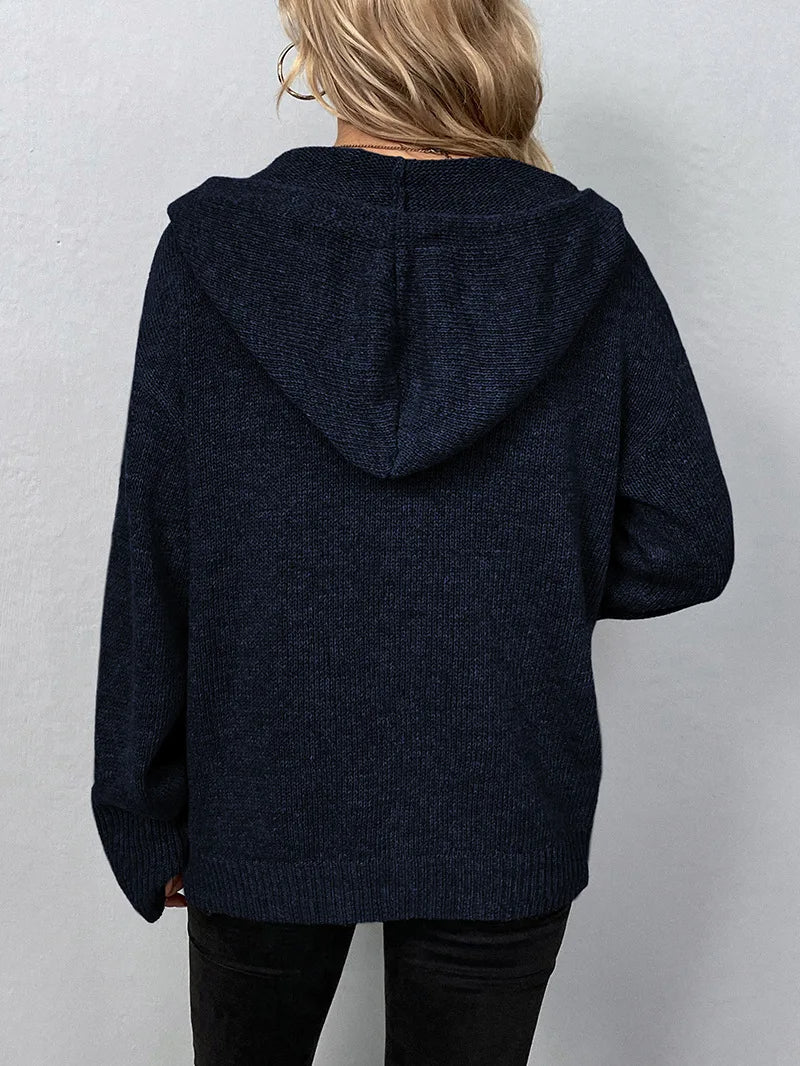 Damen Strickjacke mit Knöpfen - Bequemer Cardigan Look-Luzern Mode