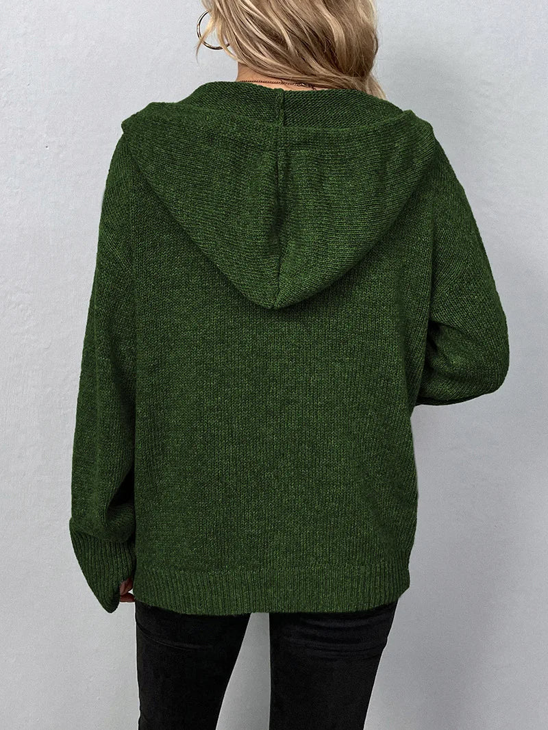 Damen Strickjacke mit Knöpfen - Bequemer Cardigan Look-Luzern Mode
