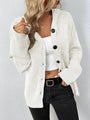 Damen Strickjacke mit Knöpfen - Bequemer Cardigan Look-Weiß-S-Luzern Mode