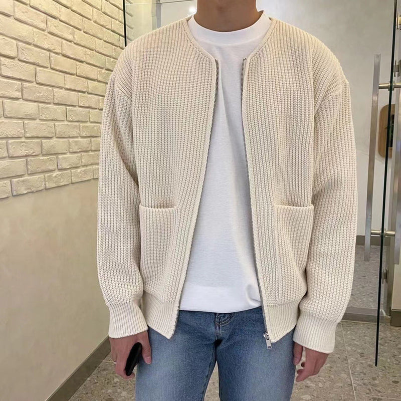 Herren Strickjacke mit Reißverschluss und Taschen Casual-Luzern Mode