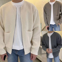 Herren Strickjacke mit Reißverschluss und Taschen Casual-Luzern Mode
