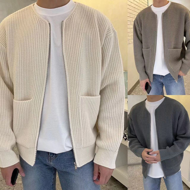 Herren Strickjacke mit Reißverschluss und Taschen Casual-Luzern Mode