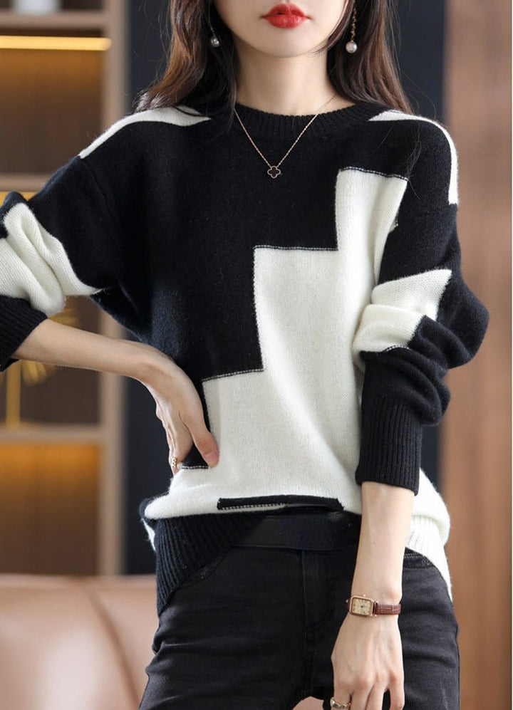 Damen Pullover geometrisch - Eleganter Strickpullover kaufen-Luzern Mode
