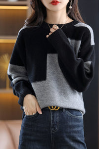 Damen Pullover geometrisch - Eleganter Strickpullover kaufen-Luzern Mode