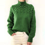 Damen Strickpullover mit Zopfmuster - Wintermode Bestseller-Grün-S-Luzern Mode