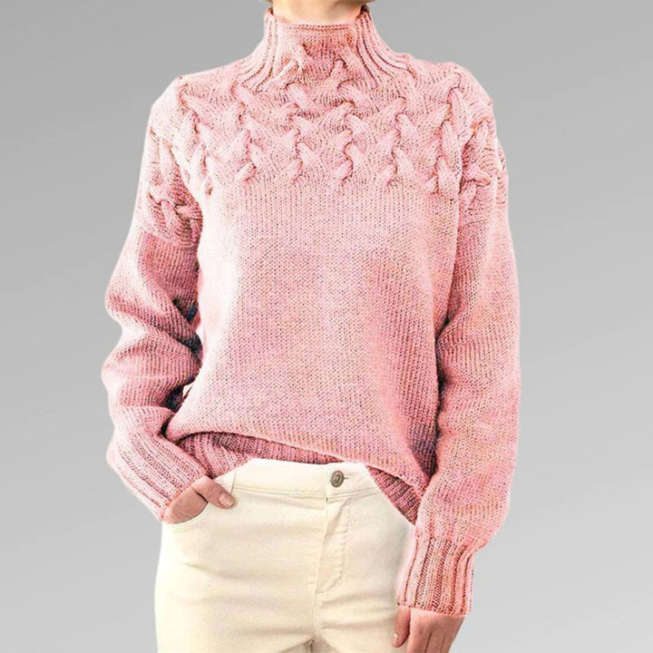 Damen Strickpullover mit Zopfmuster - Wintermode Bestseller-Luzern Mode