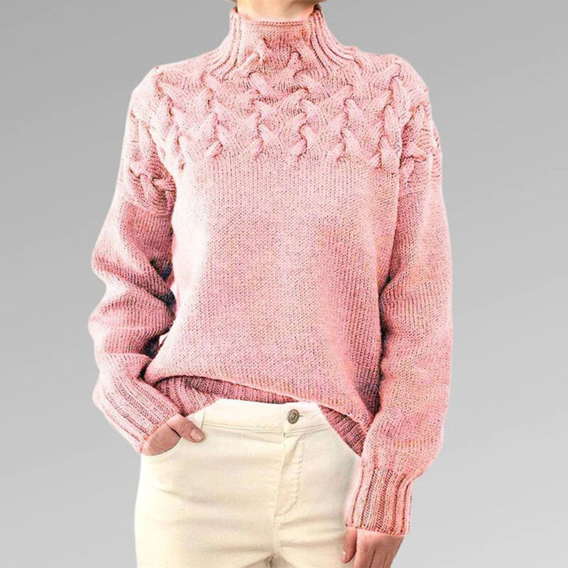 Damen Strickpullover mit Zopfmuster - Wintermode Bestseller-Luzern Mode