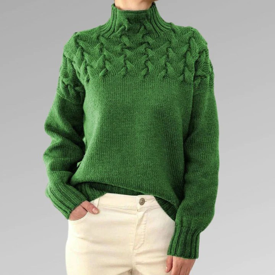 Damen Strickpullover mit Zopfmuster - Wintermode Bestseller-Luzern Mode