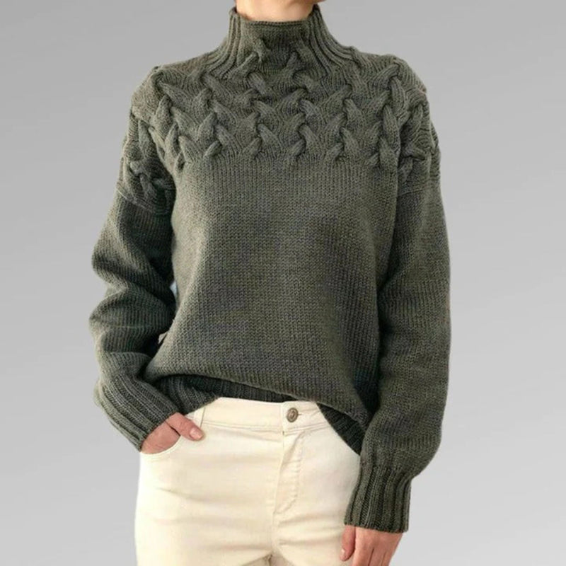 Damen Strickpullover mit Zopfmuster - Wintermode Bestseller-Luzern Mode