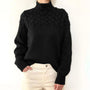 Damen Strickpullover mit Zopfmuster - Wintermode Bestseller-Schwarz-S-Luzern Mode