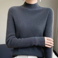 Damen Rollkragenpullover aus Kaschmir für Herbst/Winter-Dunkelgrau-S-Luzern Mode