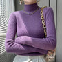 Damen Rollkragenpullover aus Kaschmir für Herbst/Winter-Lila-S-Luzern Mode