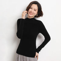 Damen Rollkragenpullover aus Kaschmir für Herbst/Winter-Schwarz-S-Luzern Mode