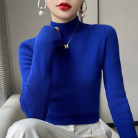 Damen Rollkragenpullover aus Kaschmir für Herbst/Winter-Tiefblau-S-Luzern Mode