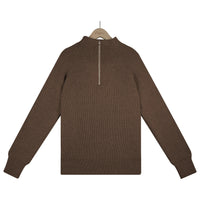 Damen Strickpullover mit Reißverschluss und Streifenmuster-Luzern Mode