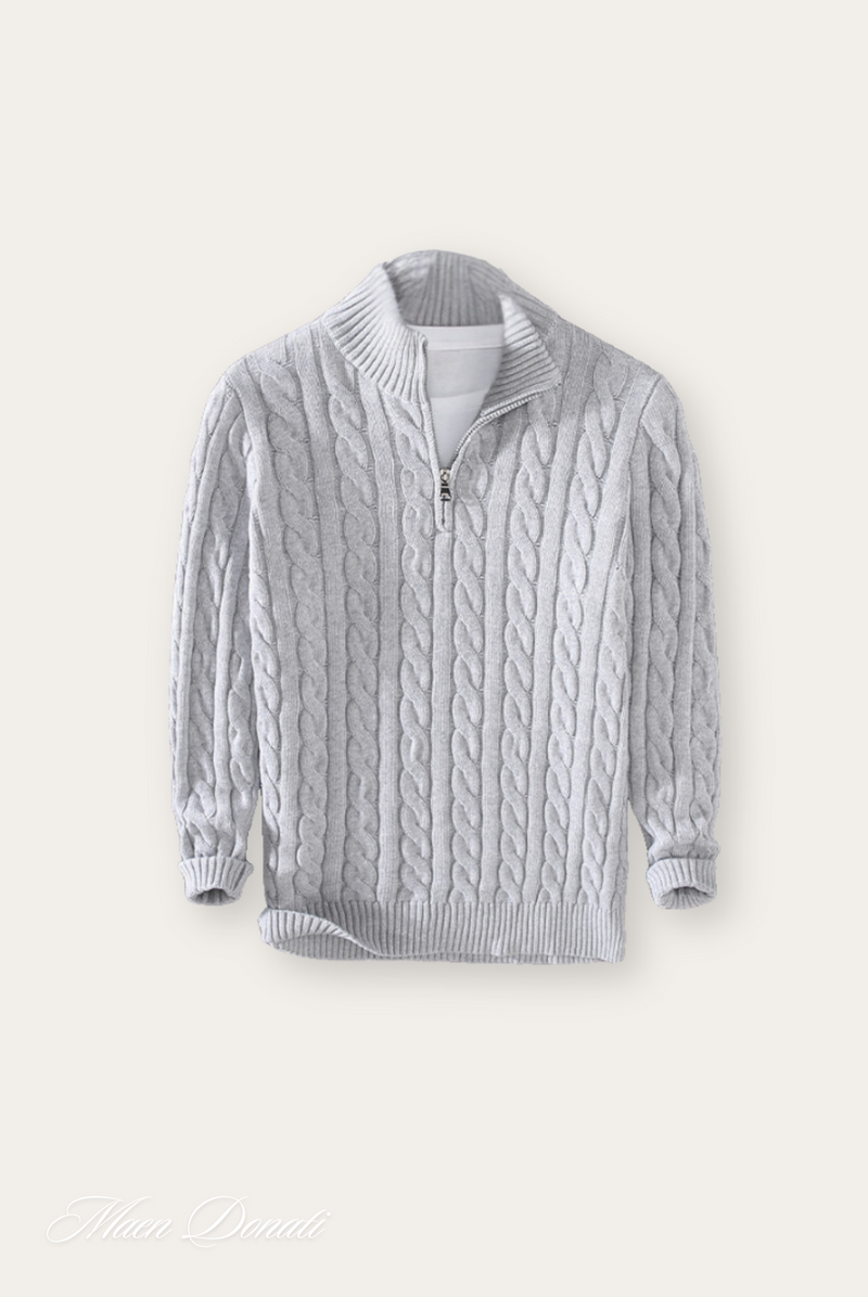 Strickpullover Damen - Weicher Zopfmuster Pullover kaufen-Grau-S-Luzern Mode