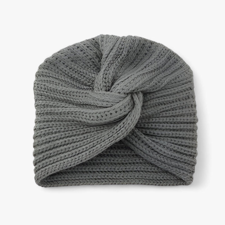 Damen Strickmütze Turban Stil - Wintermode Accessoire-Dunkelgrau-Luzern Mode