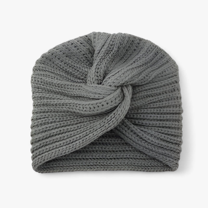 Damen Strickmütze Turban Stil - Wintermode Accessoire-Dunkelgrau-Luzern Mode