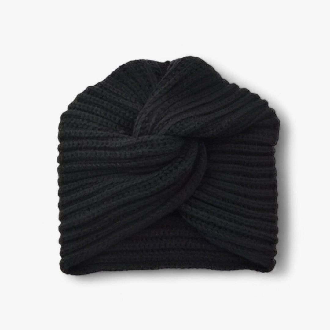 Damen Strickmütze Turban Stil - Wintermode Accessoire-Schwarz-Luzern Mode
