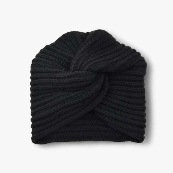 Damen Strickmütze Turban Stil - Wintermode Accessoire-Schwarz-Luzern Mode