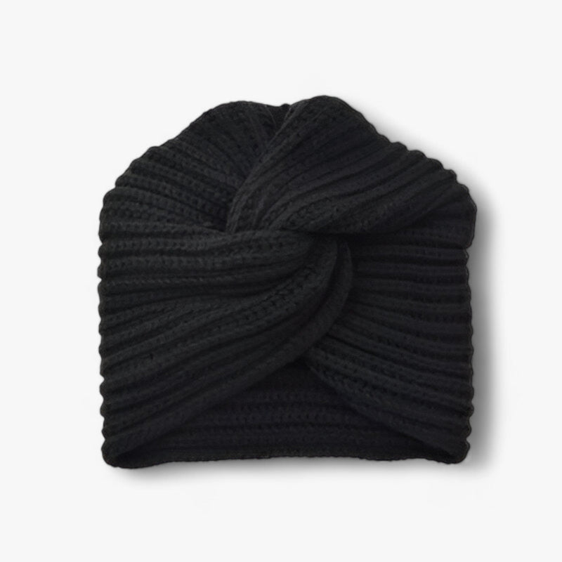 Damen Strickmütze Turban Stil - Wintermode Accessoire-Schwarz-Luzern Mode