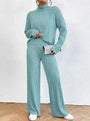 Damen Strickset: Bequemer Pullover und Hose im Set-Himmelblau-S-Luzern Mode