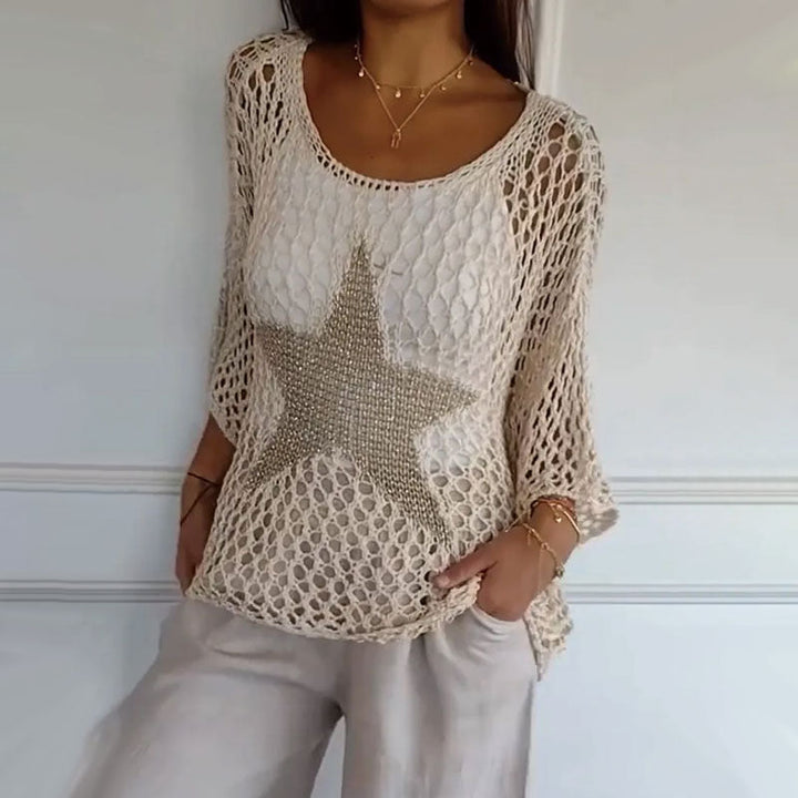 Häkel Netzshirt Damen | Sommer Top | Mesh Look | Trendy Festival Style | Atmungsaktiv-Luzern Mode