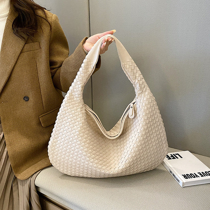 Gewebte Damenhandtasche aus Leder - Stilvolle Hobo Bag-Beige-Luzern Mode